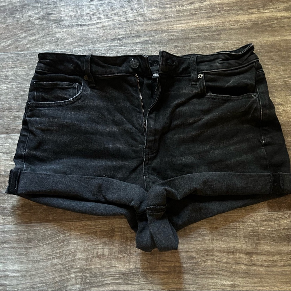 American Eagle Black Jean Shorts Stretch Size 10